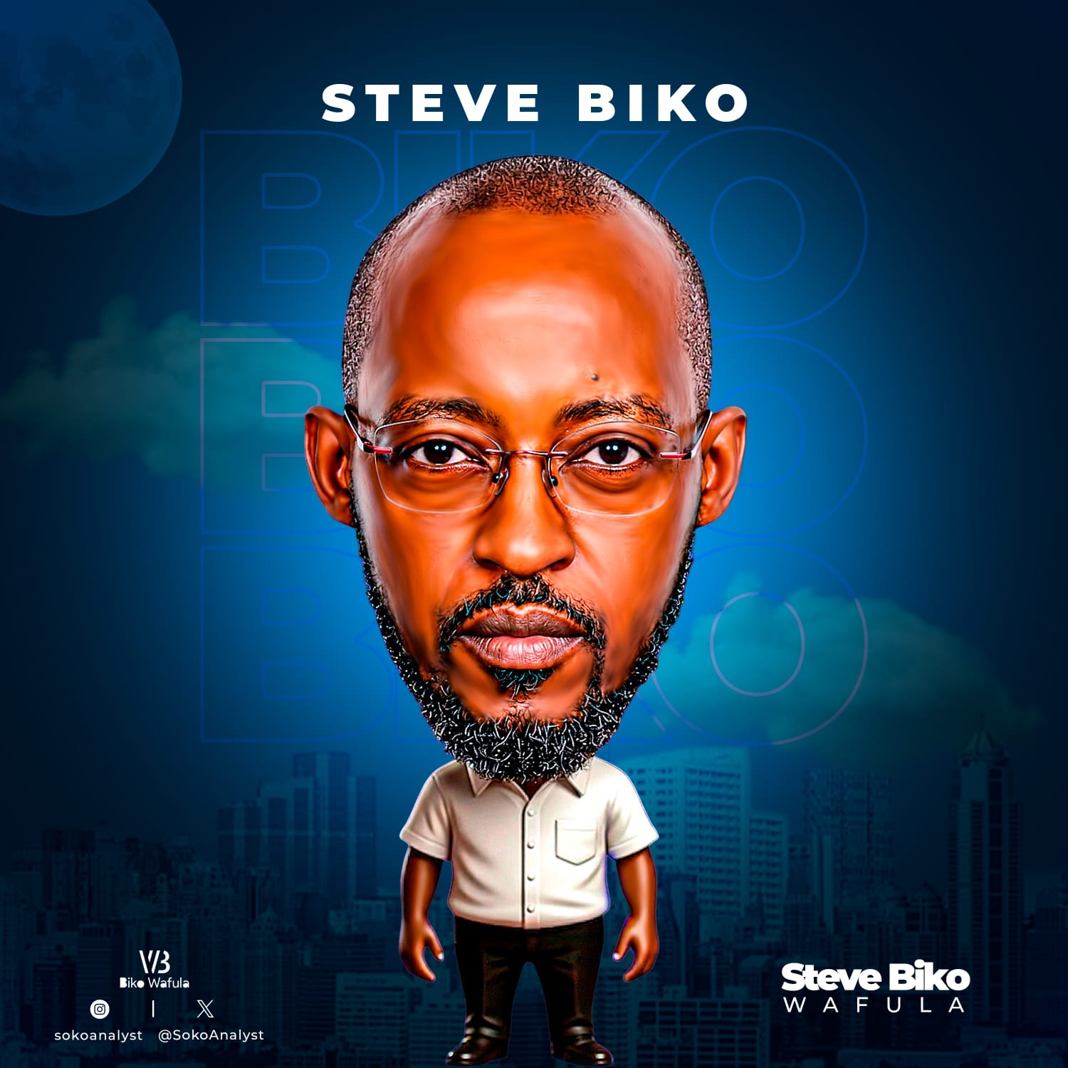 Illustrated portrait of Steve Biko Wafula
